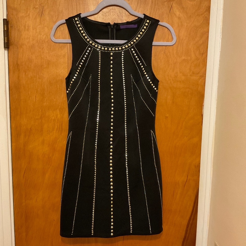 Forever 21 Black Dress with Gold Embellishments Sz S Sleeveless